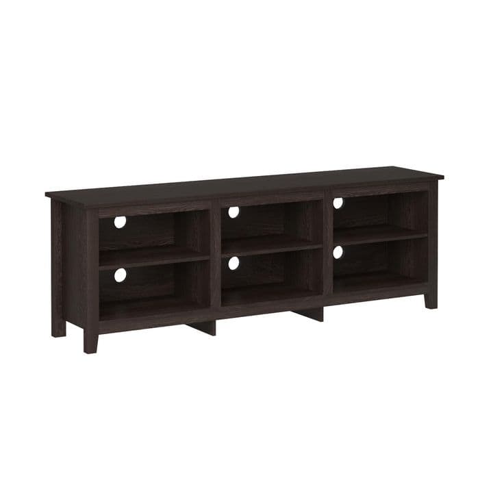 Walker Edison Wren Classic 6 Cubby TV Stand - Espresso Wood Media Console