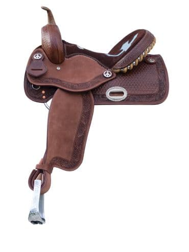 Chocolate Tooled Barrel Racing Saddle (by Alamo Saddlery) - Canyon ...
