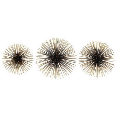 Bungalow Rose 3 Piece Large Starburst Wall Décor Set Finish: Black/Gold ...