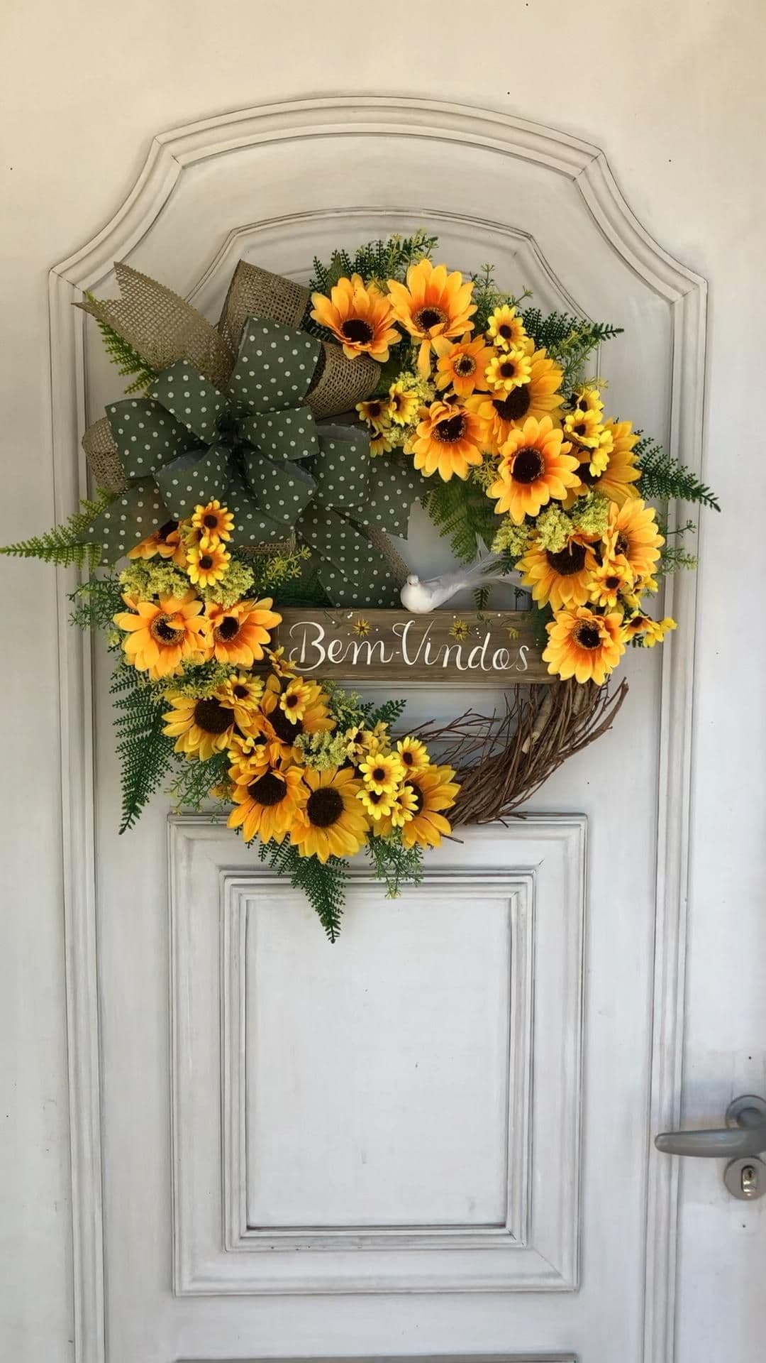Sunflower wreath sunflower summer wreath farmhouse wreath front door ...