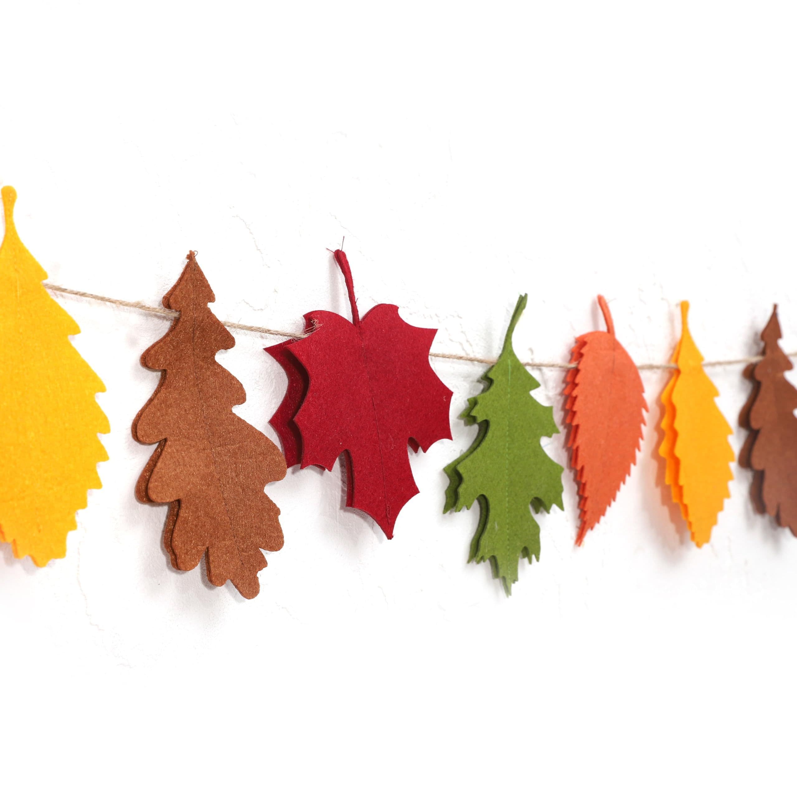 Agkvw Felt Fall Leaf Garland - Double Layers Felt Leaves Banner, Fall ...