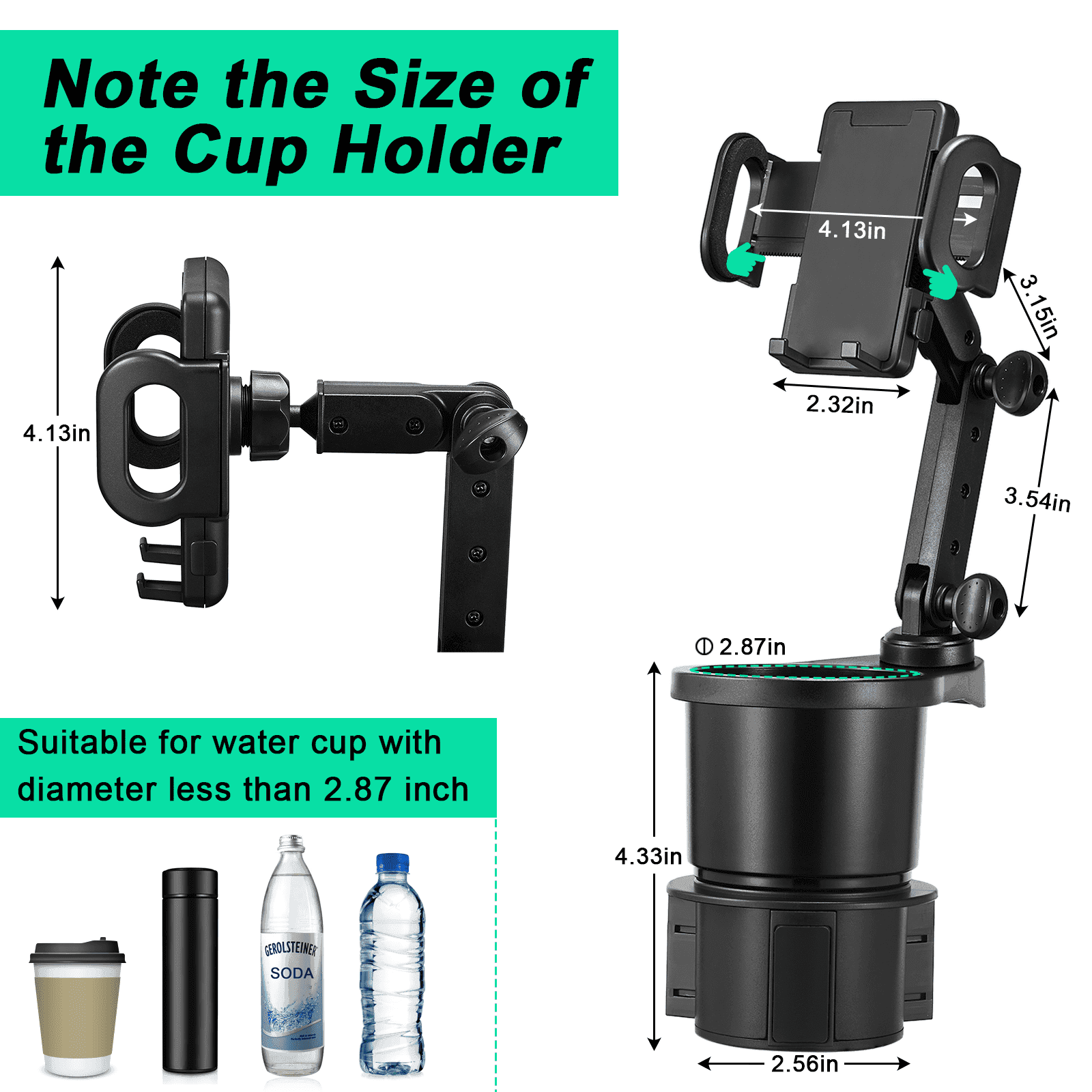 3-in-1 Car Wireless Charger Cup Holder, Upgrade 15W Charging, Car Cup ...