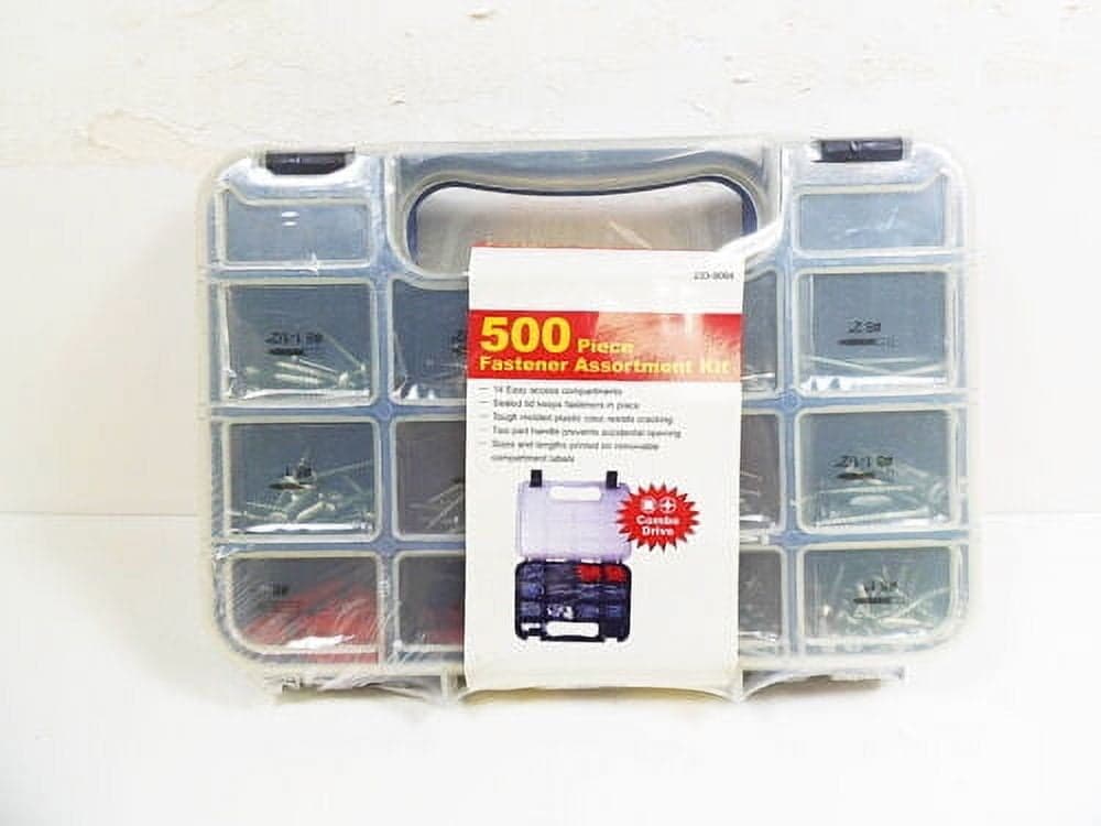 500 Piece Fastener Assortment Kit Kits Screws Nails Washers Anchors ...