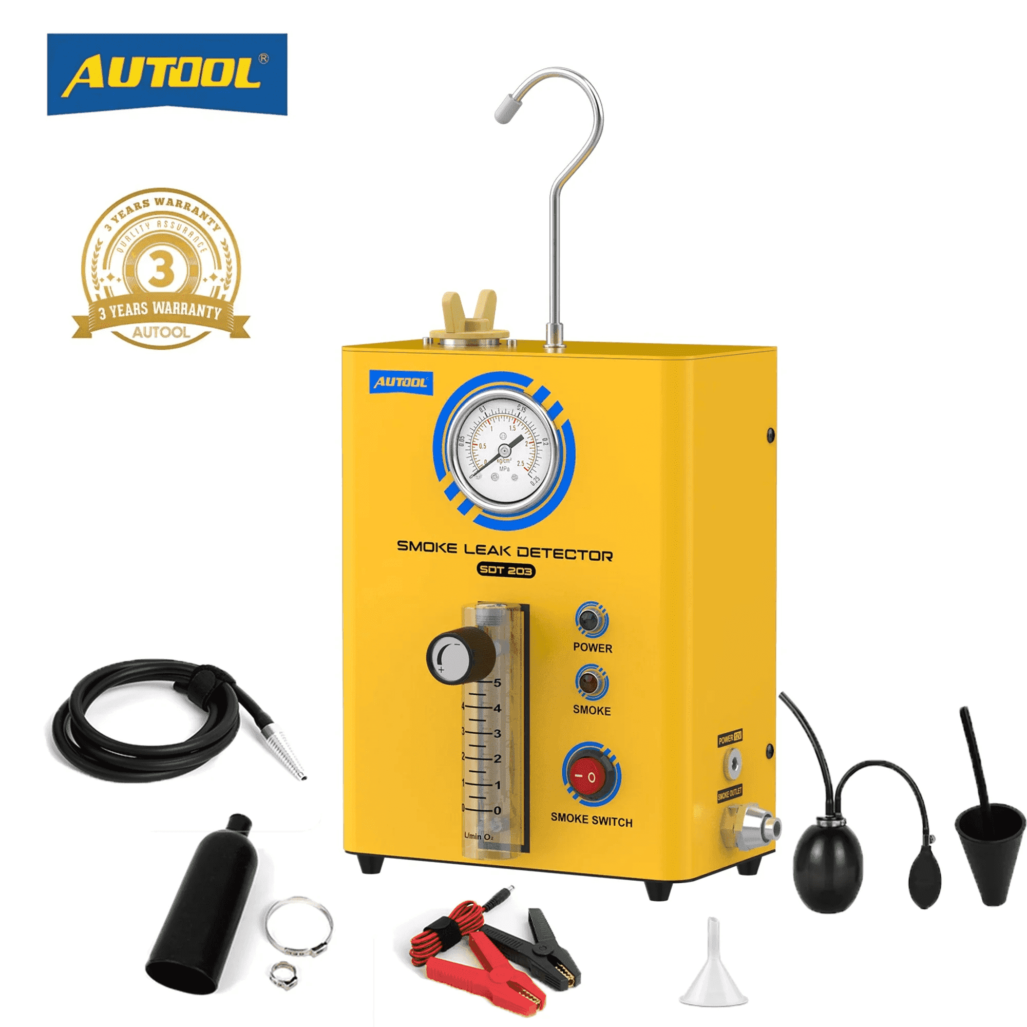 AUTOOL Automotive Smoke Machine EVAP Vacuum Smoke Leak Detector Dual ...