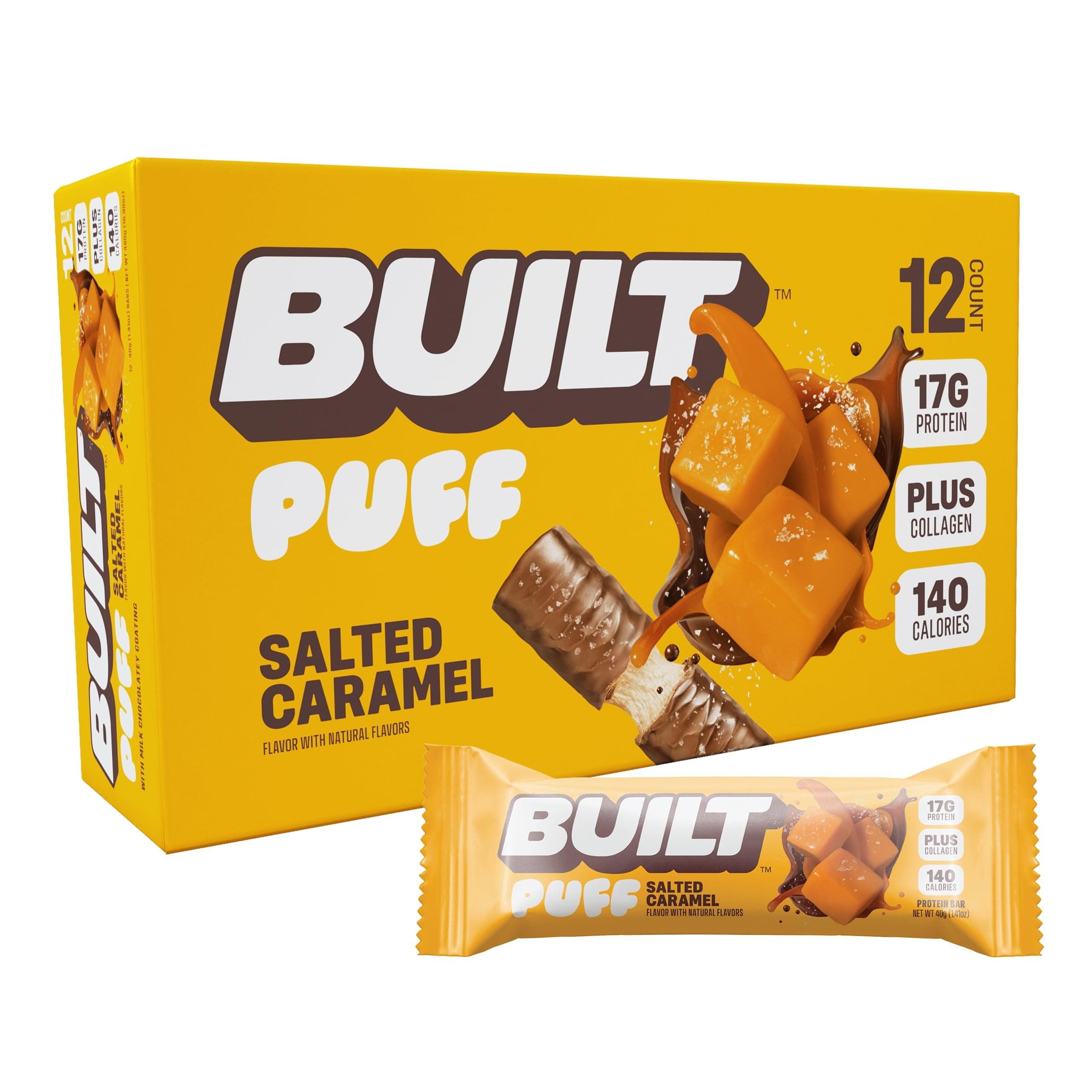 BUILT Bar, Puff Protein Bars, Salted Caramel Puff, High Protein ...