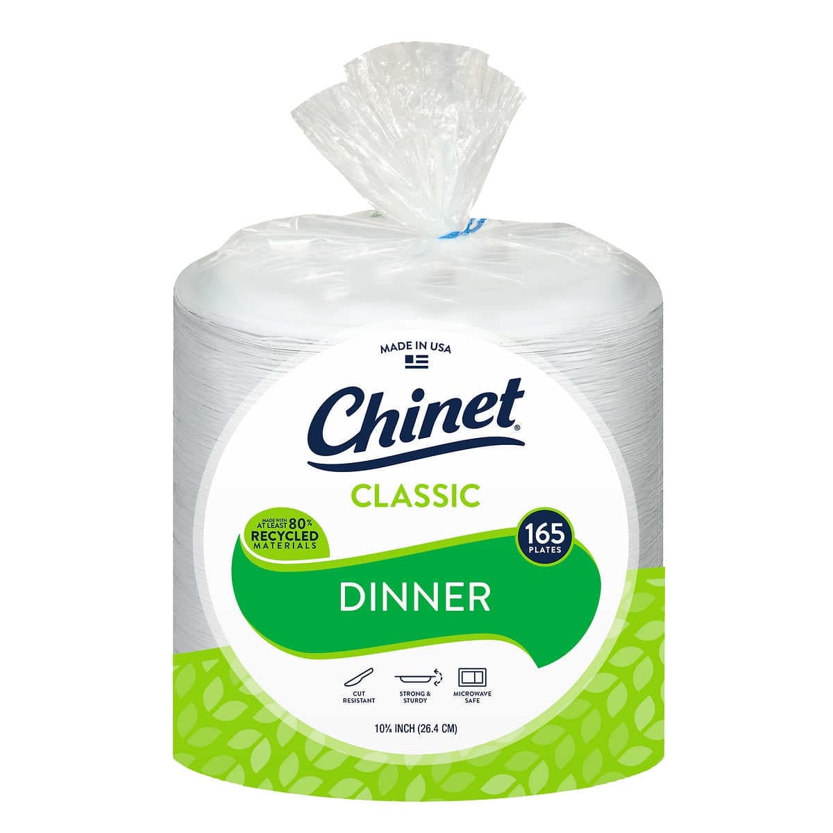 "Chinet Disposable Classic White Paper Dinner Plates, 10 3/8"", 165ct ...