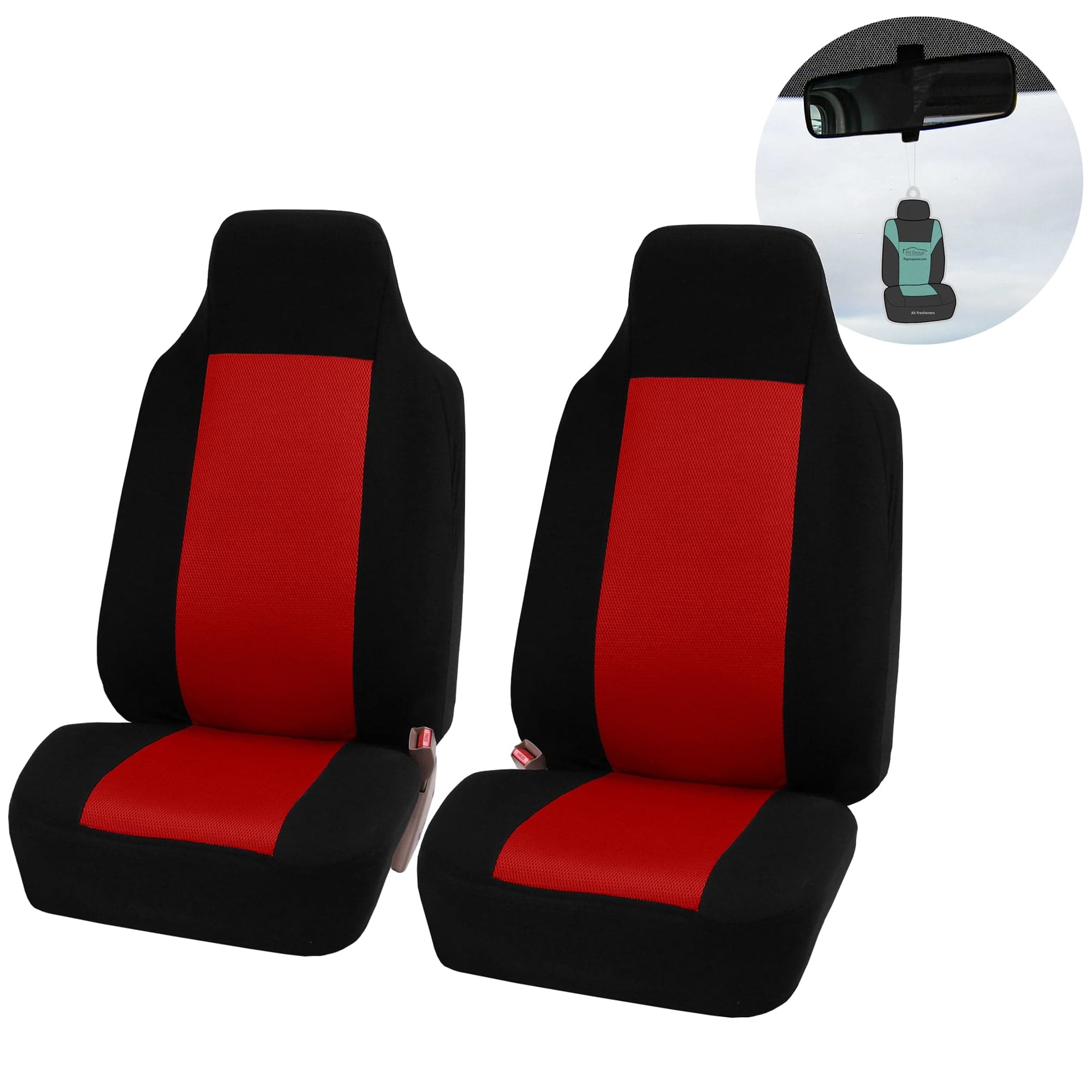 FH Group Classic Cloth Car Seat Cover, Universal Red Front Set Seat ...