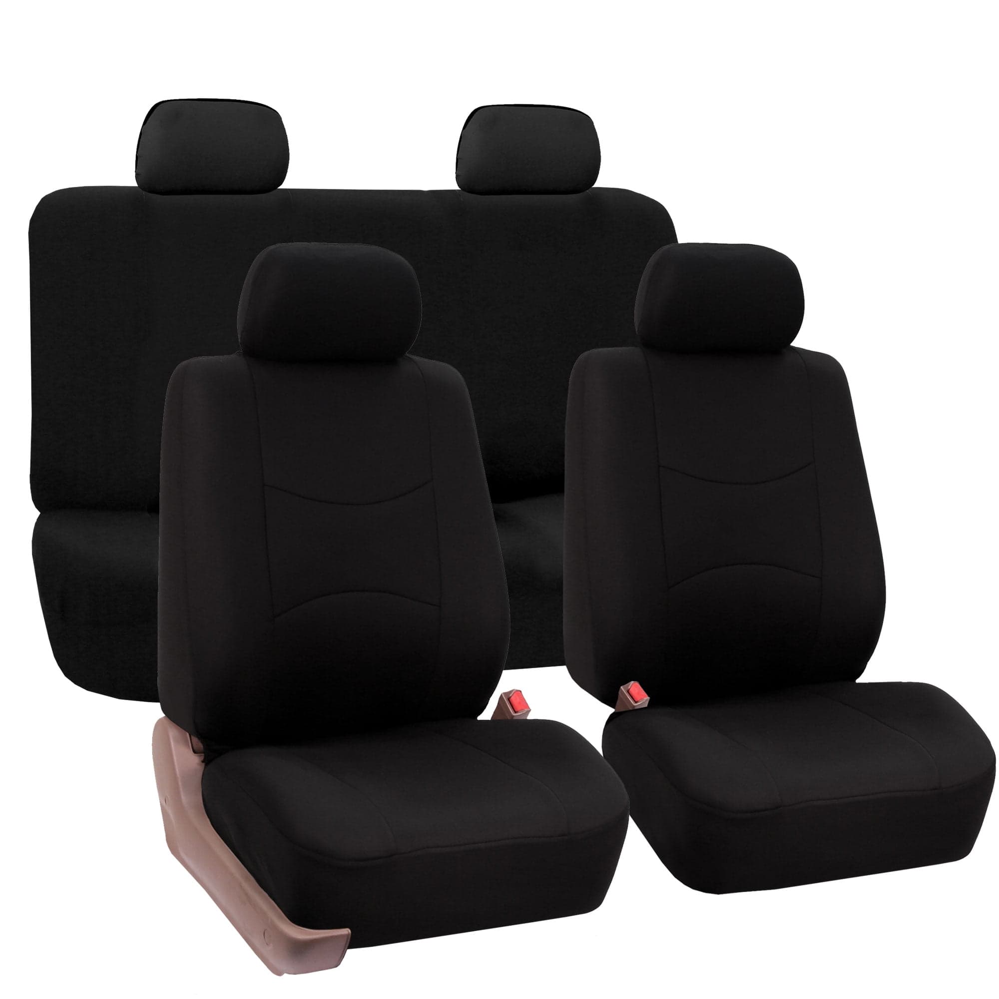 FH Group Universal Fit Cloth Car Seat Covers, Full Set Black Auto ...