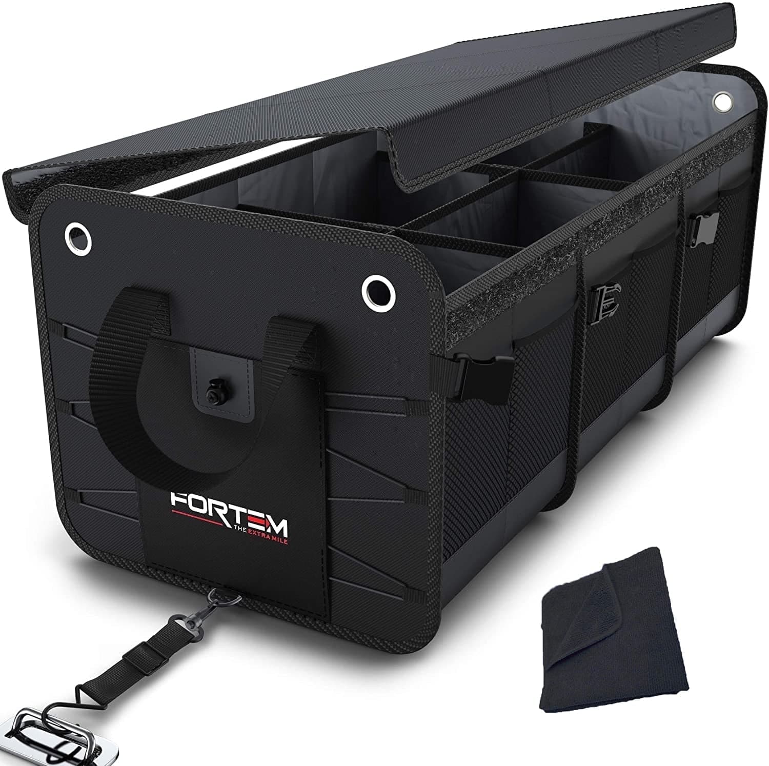 Fortem Collapsible Car Trunk Organizer, Non-Slip, Waterproof, Black (3 ...