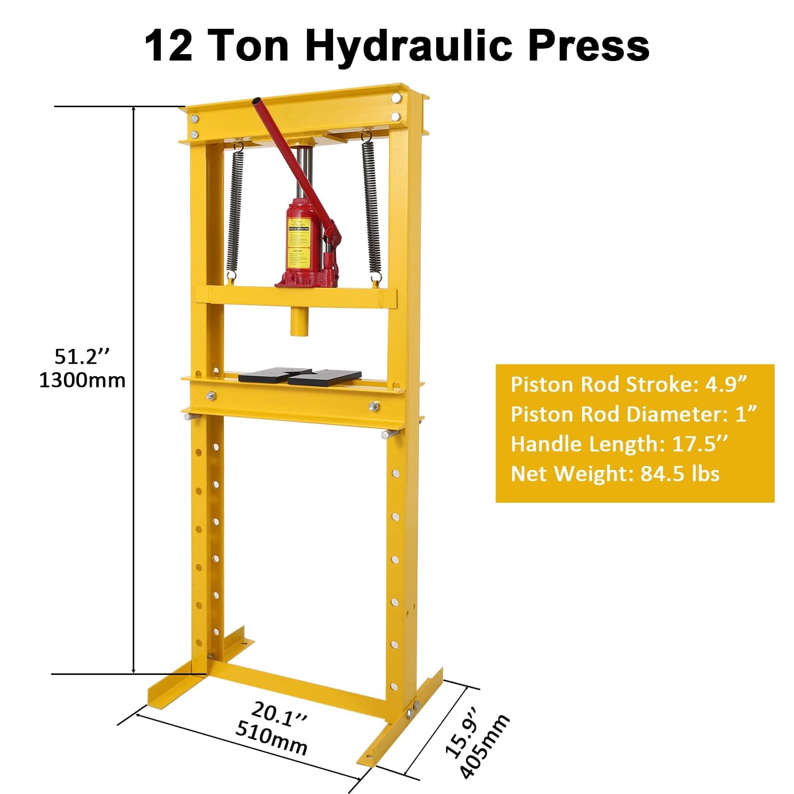 Garvee 12 Ton Hydraulic Shop Press – H-Frame Bench Press with ...