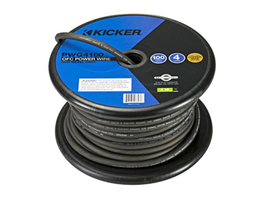 Kicker 46PWG4100 Car Audio 100ft 4 Gauge AWG Gray Power or Ground Cable ...