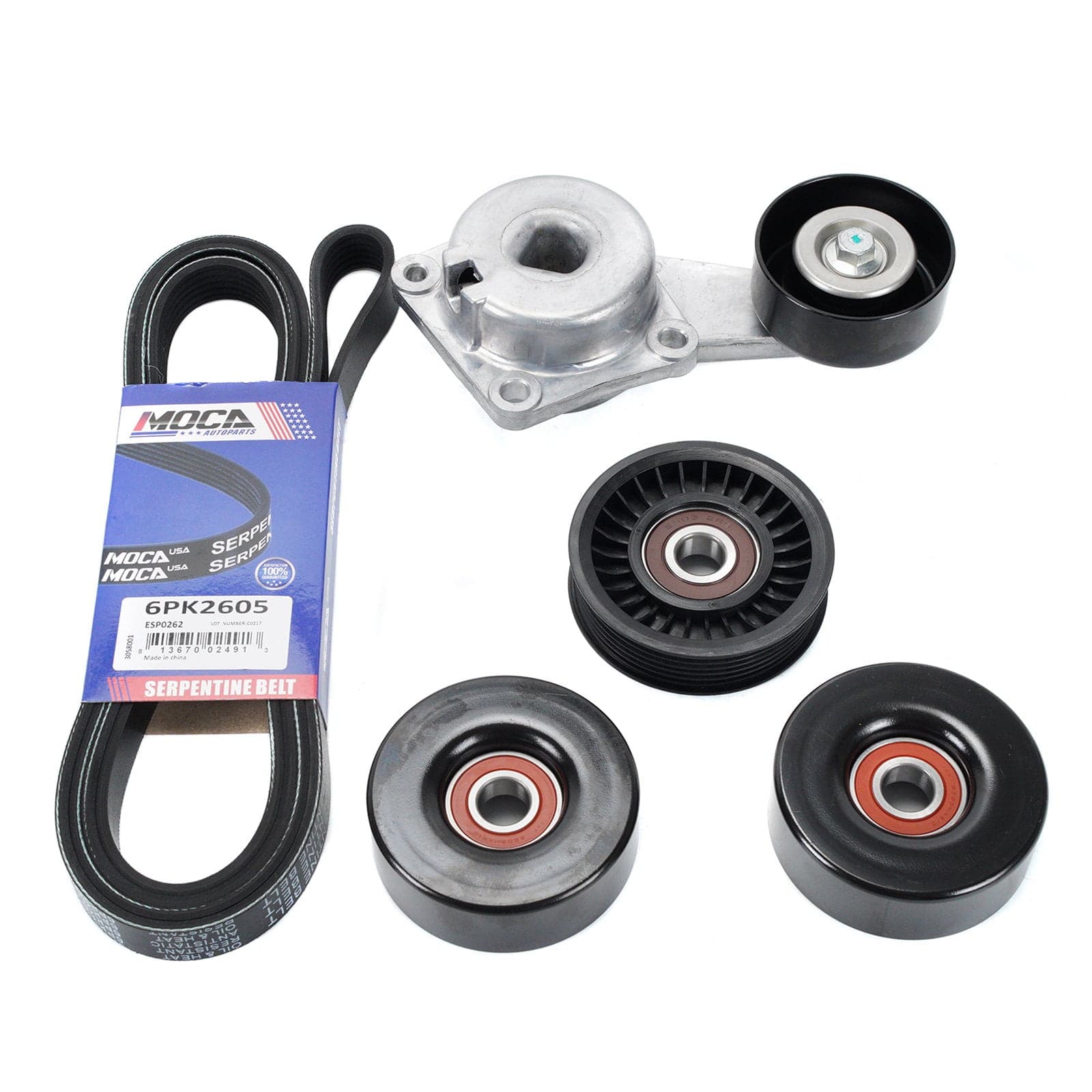 MOCA AUTOPARTS Serpentine Belt Component Kit Fit for 2009-2014 Ford ...
