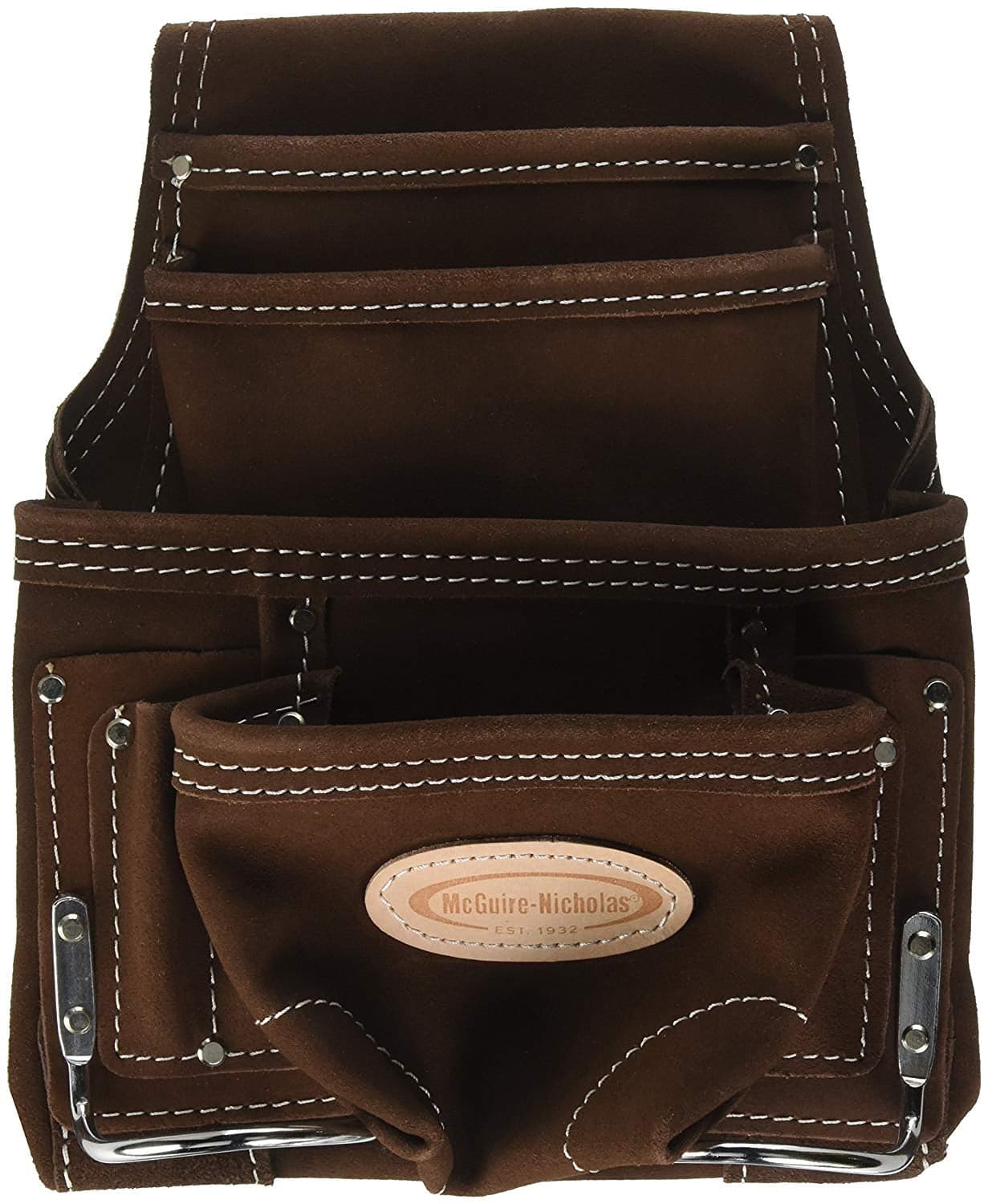 McGuire 10 Pocket Carpenter's Nail and Tool Pouch, Suede Leather ...