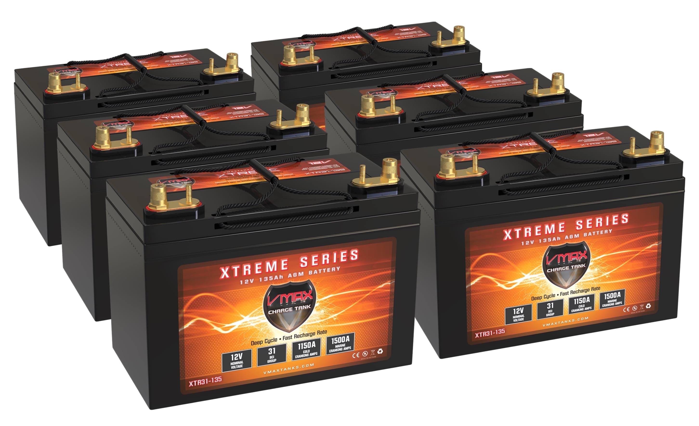 QTY 6 XTR31-135 12V 135Ah VMAX AGM Batteries BATTERY UPGRADE for Ford ...