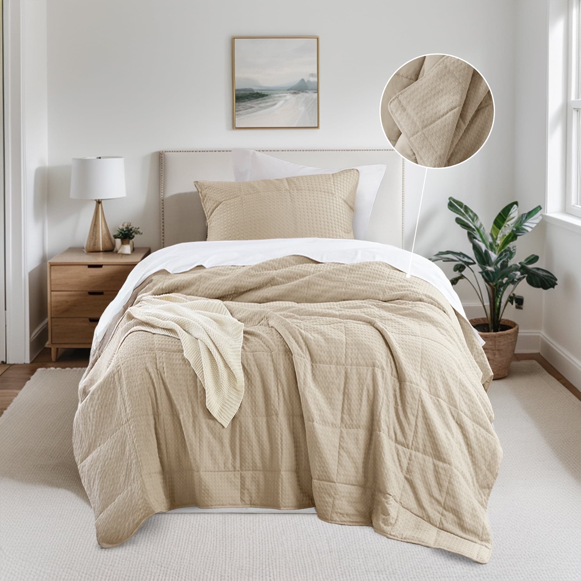 Regency Heights Twin/Twin XL Quilt Bedding Set, Waffle Weave Textured ...