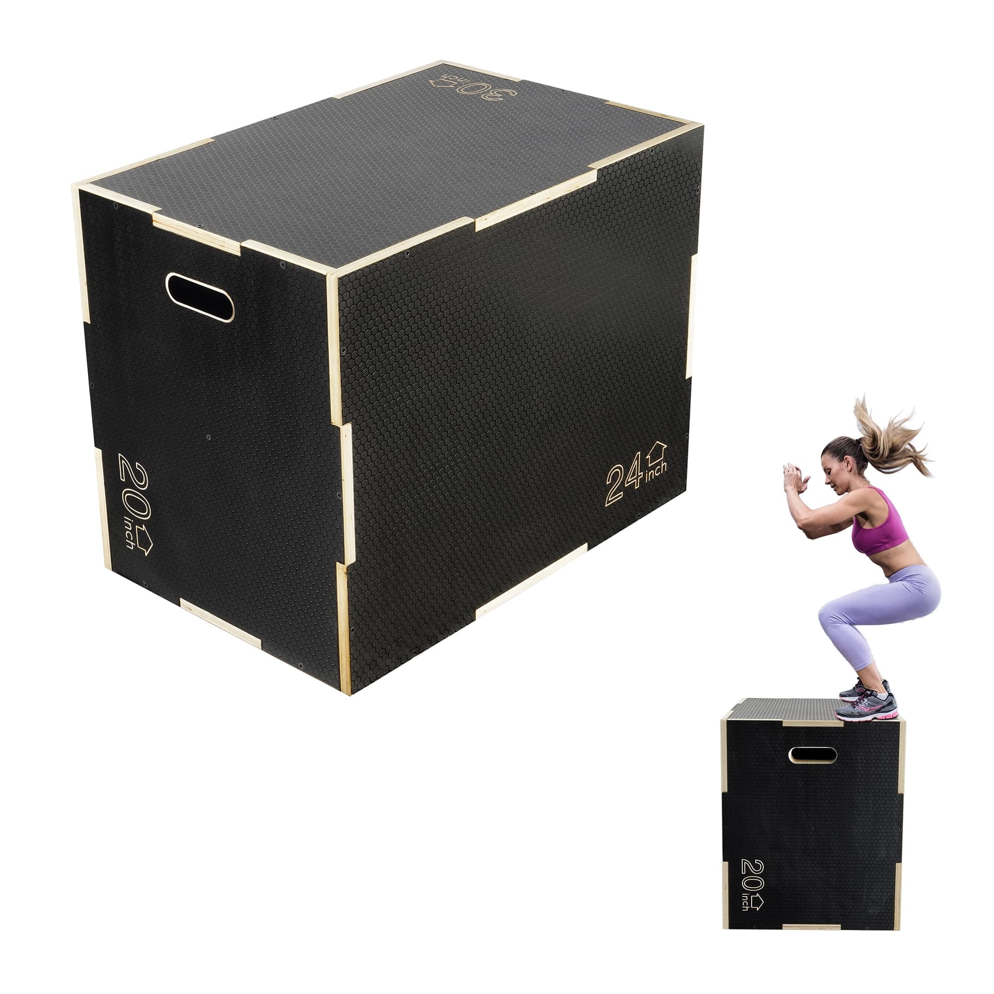 Signature Fitness 3-in-1 Wooden Plyometric Jump Box, Adjustable Heights ...