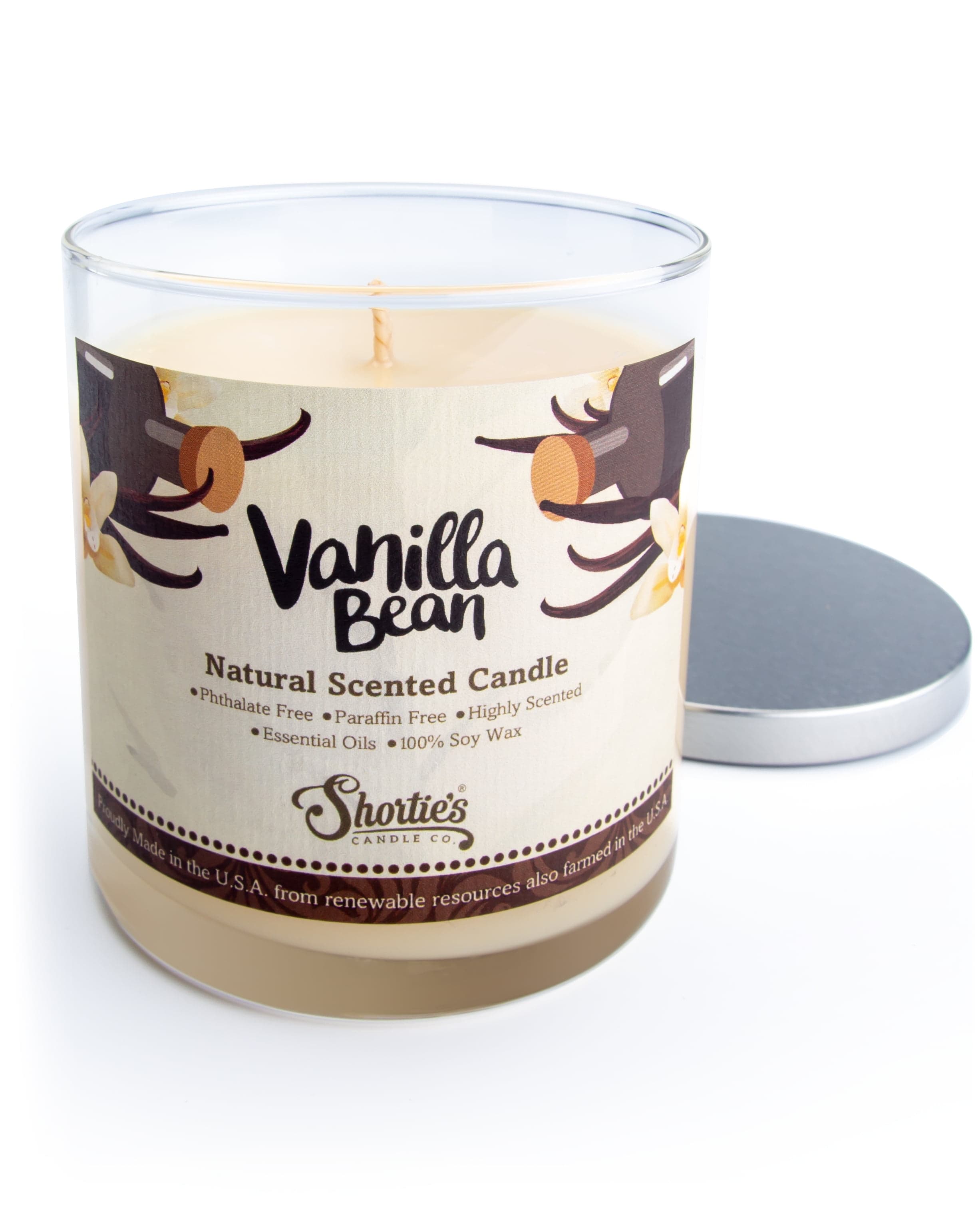 Vanilla Bean Scented Natural Soy Candle, Essential Fragrance Oils, 100% ...