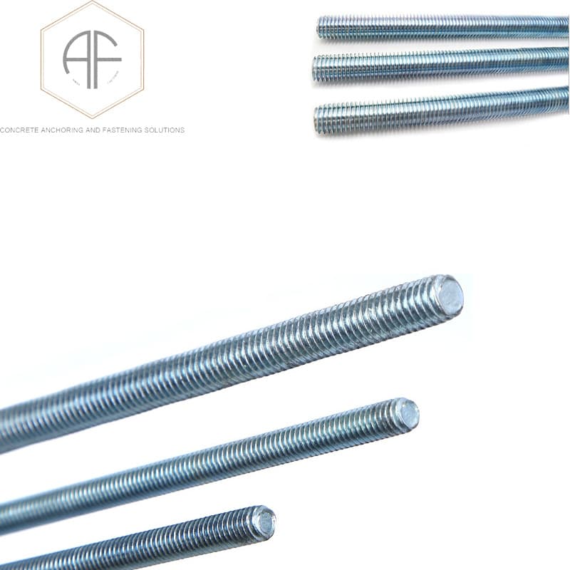 Fully Threaded Studs, Zinc Plated Steel, 1/4"-20 x 3"