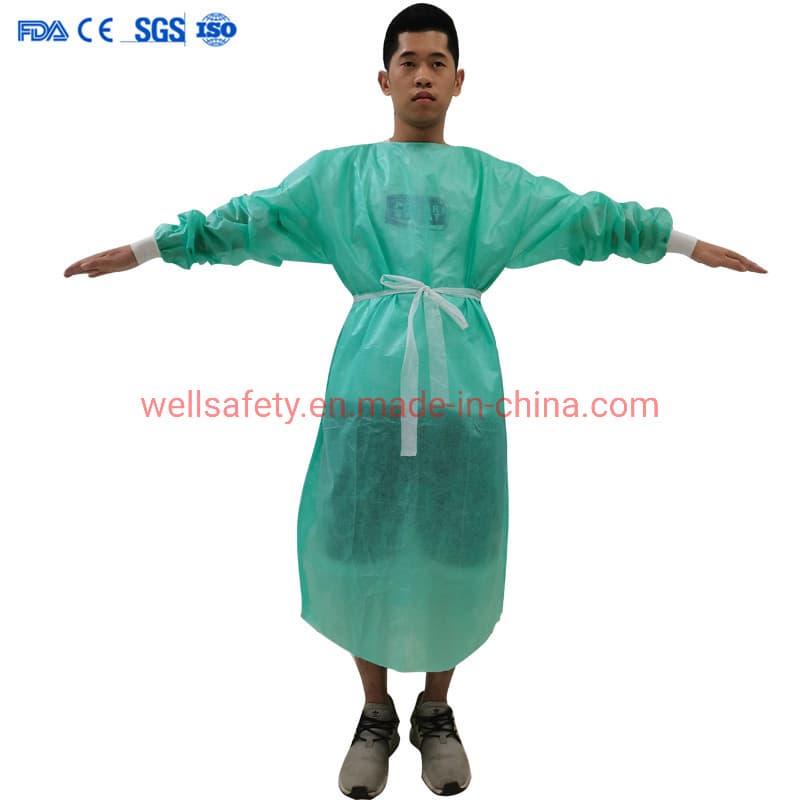 Water Resistant Disposable Lab Gown PP PE CPE TUV Fabric 40 45 GSM ...