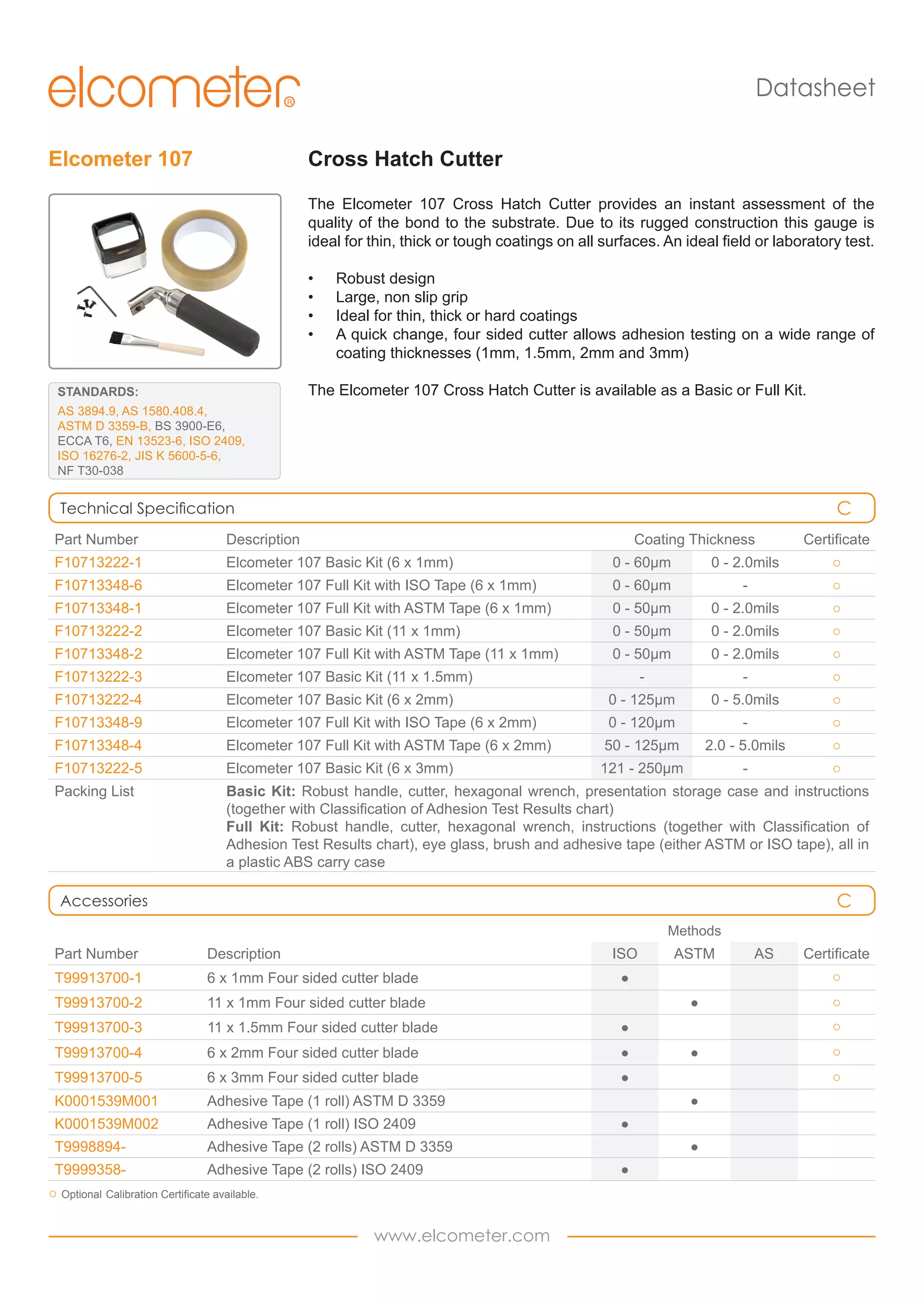 Elcometer 107 Cross Hatch Cutter for adhesion tests provides an instant ...