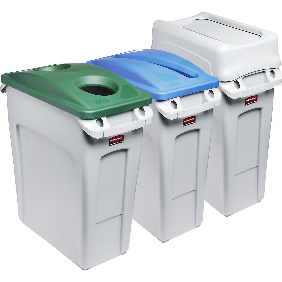 SLIM JIM® recyclable waste collection station, set of 3 – Rubbermaid ...