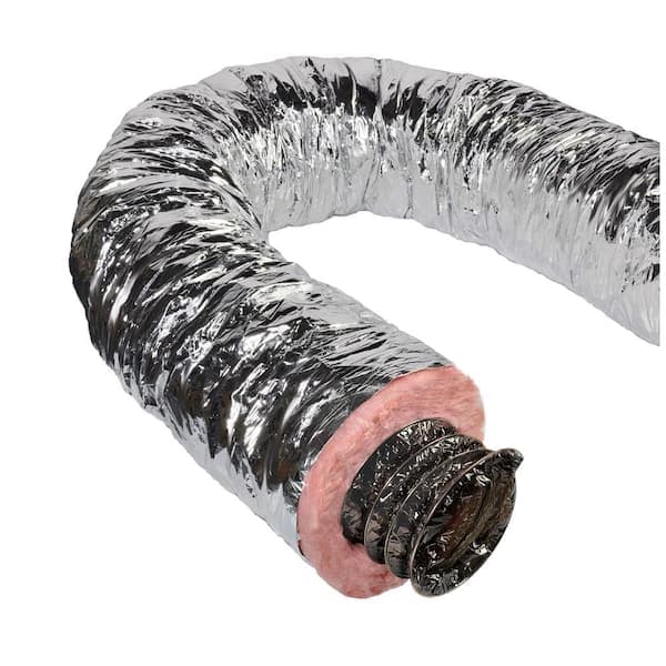 Master Flow 6 in. x 25 ft. Insulated Flexible Duct R6 Silver Jacket ...