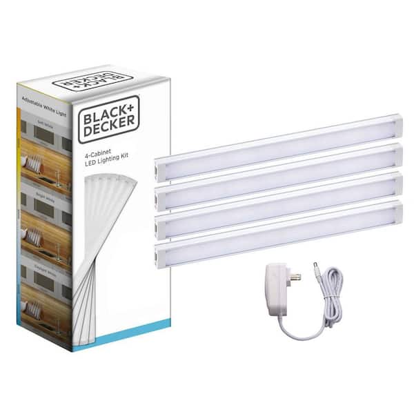 BLACK+DECKER 9 in. LED 4-Bar Tool-Free Under Cabinet Lighting Kit ...