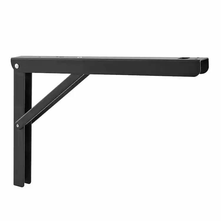 Everbilt 12 in. Matte Black Steel Heavy-Duty Folding Shelf Bracket ...