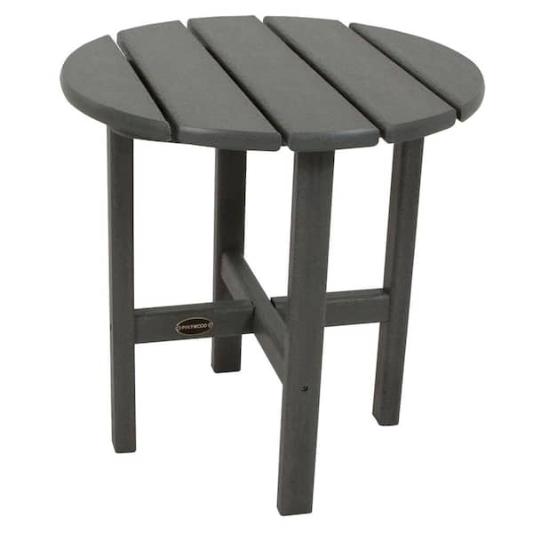 POLYWOOD 18 in. Slate Grey Round Patio Side Table RST18GY - The Home Depot