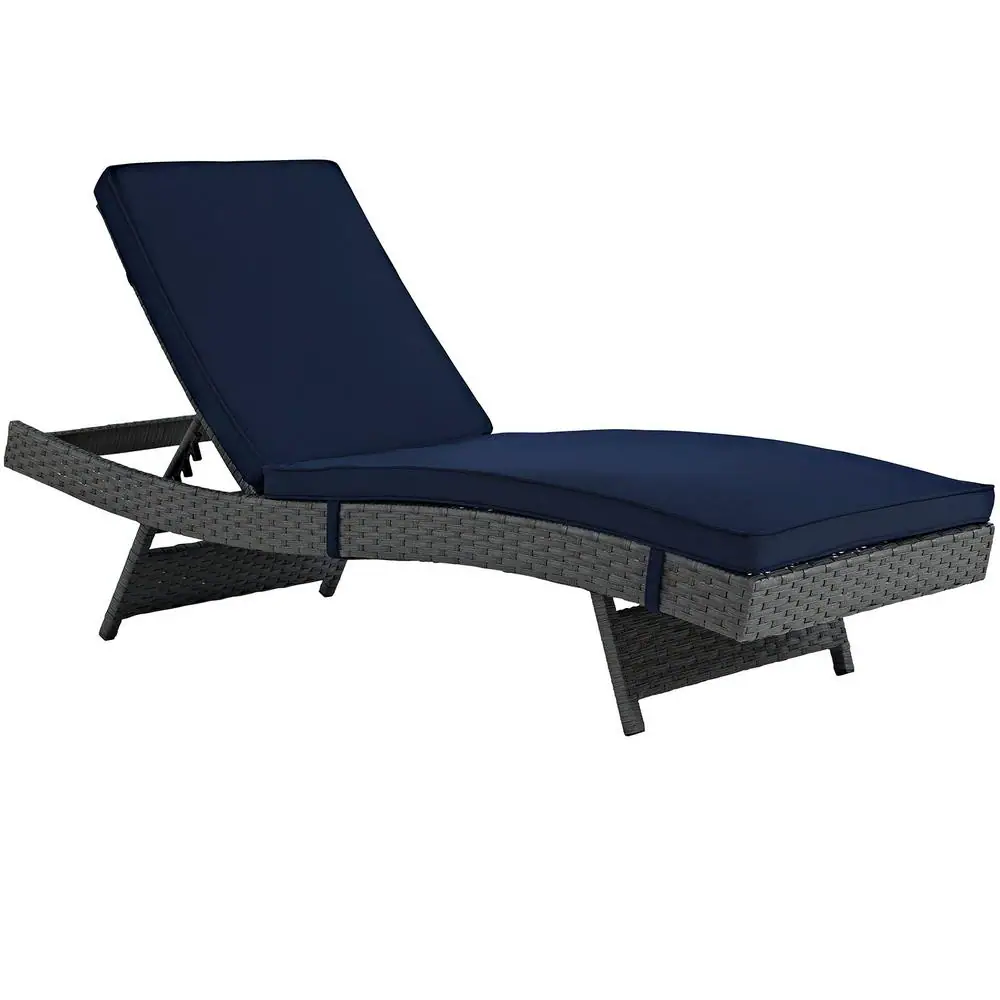 MODWAY Sojourn Wicker Outdoor Patio Chaise Lounge with Sunbrella Canvas ...