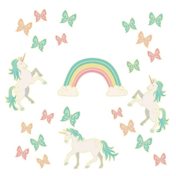 WallPops Enchanting Unicorns Glow in the Dark Wall Art Kit Wall Decals ...