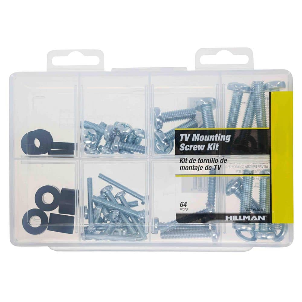 Hillman Zinc TV Mounting Screw Assortment Kit (64-Pack) 130311 - The ...