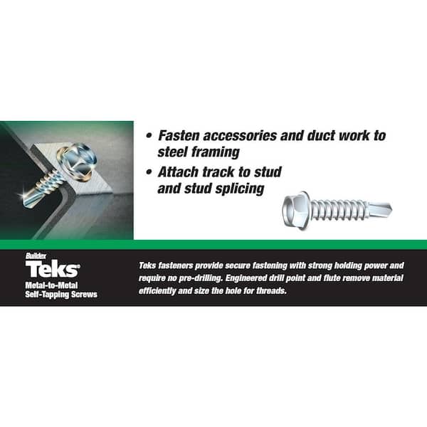 Teks #8 1/2 in. Phillips Pan-Head Self-Drilling Screws (300-Pack) 21360 ...