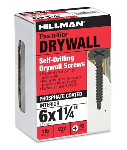 Hillman Fasteners 47662 Coarse Thread Drywall Screw, 6 x 1-1/4", Black ...
