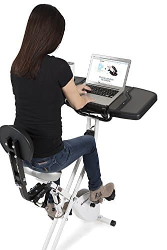 FitDesk Folding Exercise Bike with Sliding Desktop