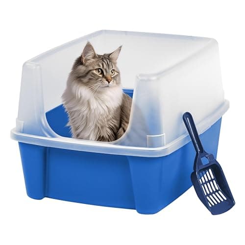 Zoey Tails IRIS USA, Open-Top Cat Litter Box with Shield with Scoop ...