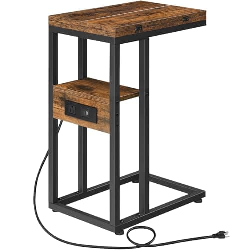 Amazon.com: HOOBRO Foldable End Table, C Shaped Side Table with Storage ...