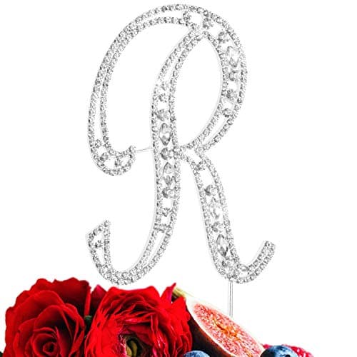Sparkly Rhinestones Silver Cake Topper - Monogram Letter Decoration for ...