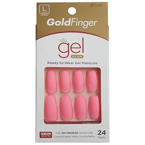 KISS Gold Finger Gel Glam Ready to Wear Gel Manicure Long Nails GF94 (6 ...