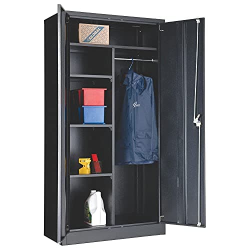Global Industrial Unassembled Janitorial Cabinet, 36x18x72, Black ...