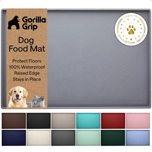Feeding Mat, 22x14 Gray, 100% Waterproof Silicone Tray for Dogs and ...