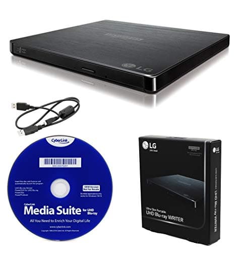 LG BP60NB10 Portable 6X UHD Blu-ray Burner + CyberLink Software + ...