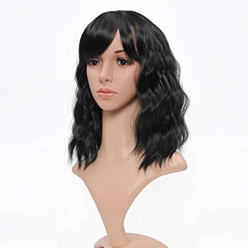 VCKOVCKO Natural Wavy Wig With Air Bangs 12"(Gray)