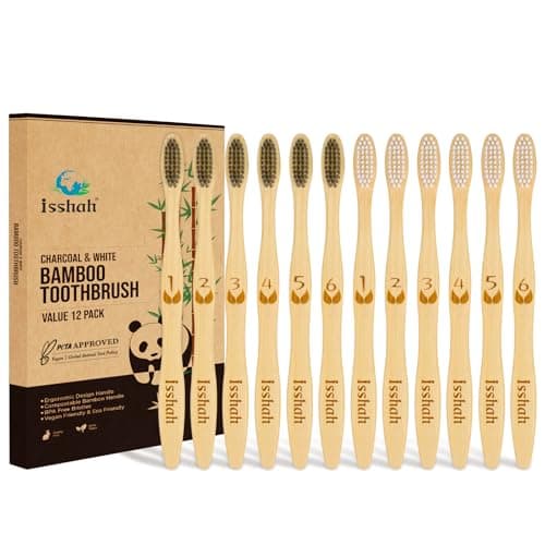 Isshah Biodegradable Eco-Friendly Natural Bamboo Charcoal Toothbrushes ...