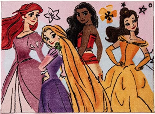 Gertmenian Disney Princess Rug Girls Bedroom Decor Kids Playroom & Game ...