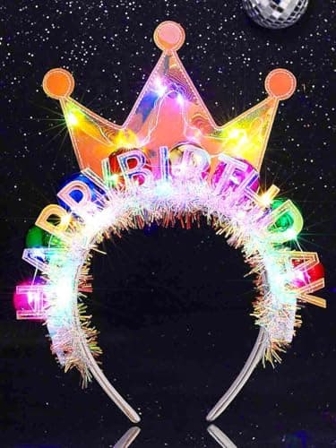 Amazon.com: DRESBE Light Up Birthday Headband LED Rhinestone Birthday ...