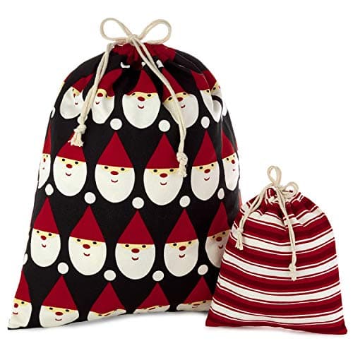 Hallmark Blue Drawstring Christmas Gift Bag Bundle (3 Fabric Gift Bags ...
