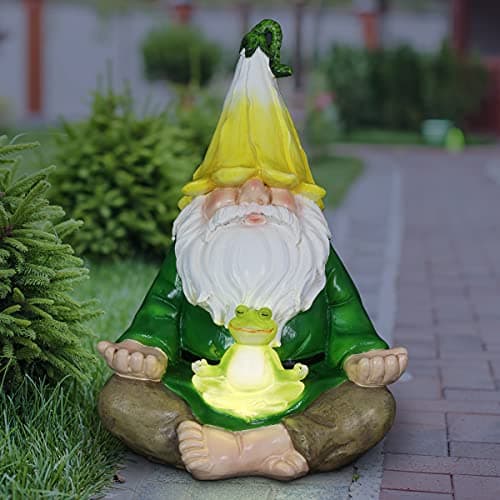 Exhart Good Time Solar Meditating Yoga Gnome with Two Crackle Firefly ...