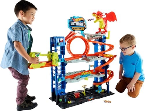 Hot Wheels City Ultimate Garage Playset with 2 Die-Cast Cars, Toy ...