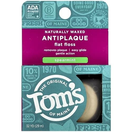 Tom’s of Maine Natural Antiplaque Flat Floss, Waxed, Spearmint, 32 ...